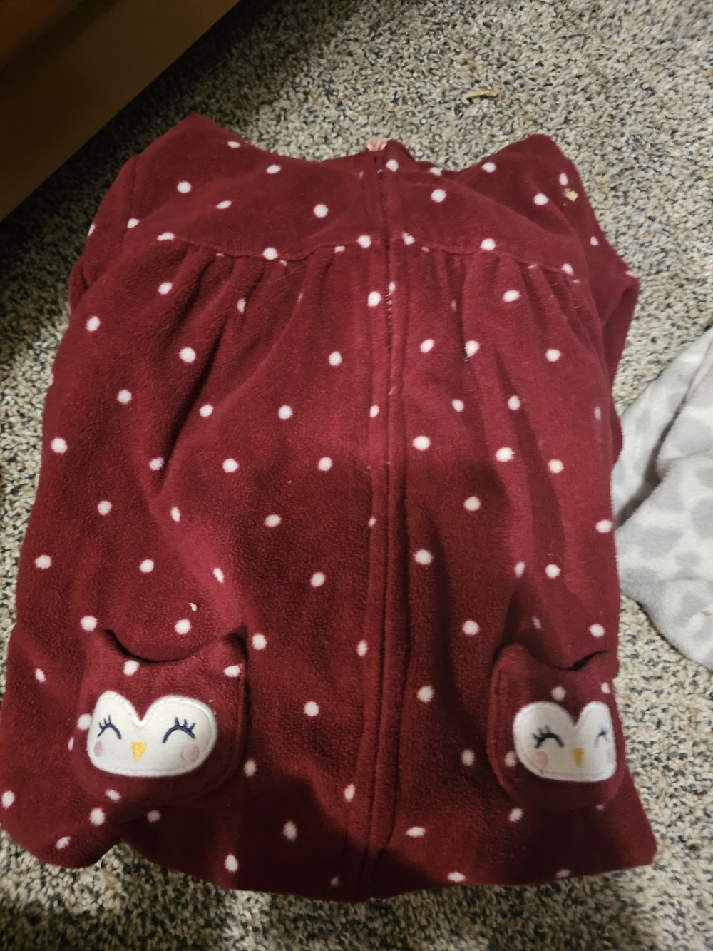 Carter's Burgundy Polka Dot Fleece Sleep Sack with Owl Pockets